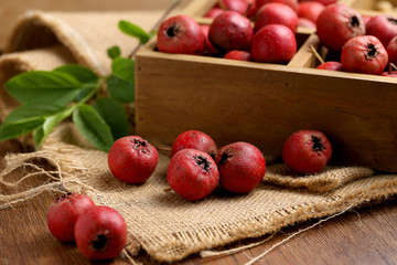 Wooden box of Hawthorn on the Hessian