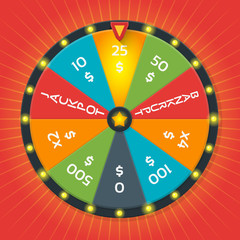 Lucky wheel vector template. Color with money amount