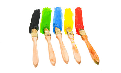Brushes with colorful paints