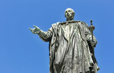 Obraz premium Emperor Francis II statue closeup in Graz, Austria