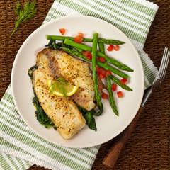 Baked Fish Fillet. Selective focus.