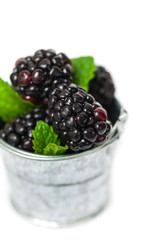 Blackberry Isolated on white. Macro. Selective focus.