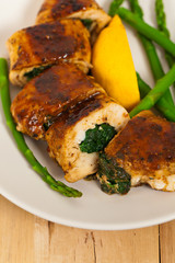 Spinach Stuffed Chicken. Selective focus.