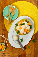 Cantaloupe Melon Ice Cream. Selective focus.