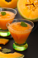 Cantaloupe Melon Smoothie. Selective focus.