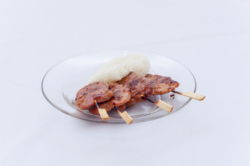Thai barbecue with rice stick