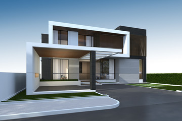 Fototapeta na wymiar 3D rendering of house exterior with clipping path.
