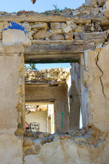 window in a house in ruins