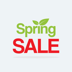 Spring Sale Banner, Sale Poster, Sale Flyer, Sale Vector. Spring Sale Word with Leaves. Spring Sale Vector Illustration
