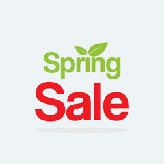 Spring Sale Banner, Sale Poster, Sale Flyer, Sale Vector. Spring Sale Word with Leaves. Spring Sale Vector Illustration