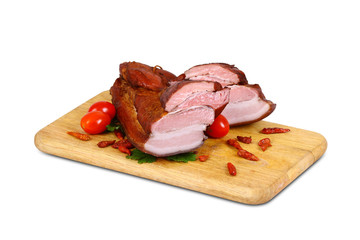 Bacon on wooden background