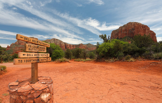 The Road sign on Red Rock Scenic Byway, Sedona, Arizona.