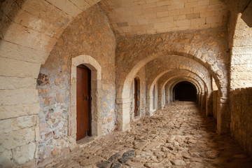 Fototapeta na wymiar Alley at Arkadi Monastery in Crete Greece