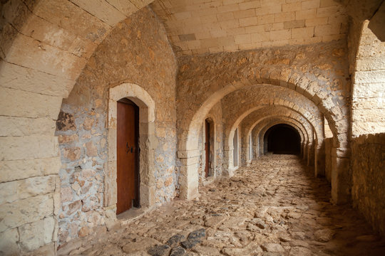 Alley at Arkadi Monastery in Crete Greece