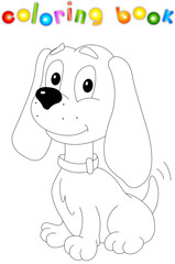 Funny cartoon dog. Coloring book for kids