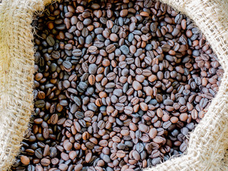 Coffee beans in a sack