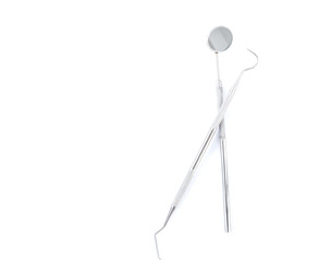 Dental tools on white background