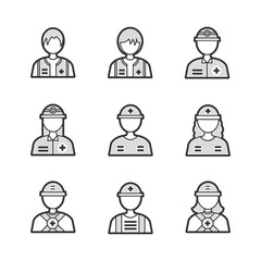 Medical Avatar Rescuers icon set