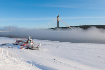 Jatkankynttila bridge in winter, Rovaniemi, Finland