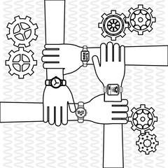 Teamwork wirth gear design, vector illustration
