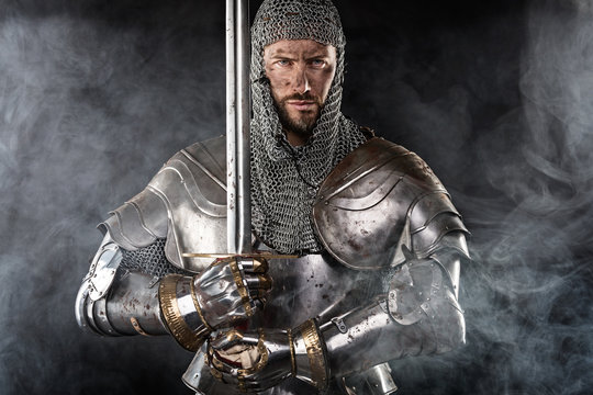 Medieval Warrior with Chain Mail Armour and Sword
