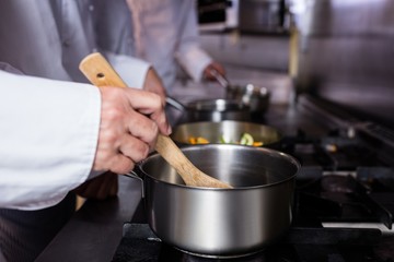 Fototapeta na wymiar Close-up of chef preparing food