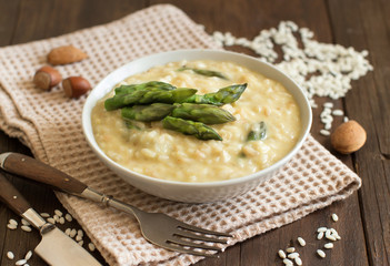 Asparagus risotto with parmesan and taleggio