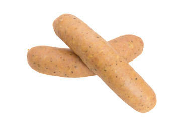 Smoked sausage on white background