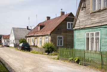 Fototapeta na wymiar Wooden houses in Siauliai village, Lithuania