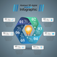 Business Infographics origami style Vector illustration. Bulb ic