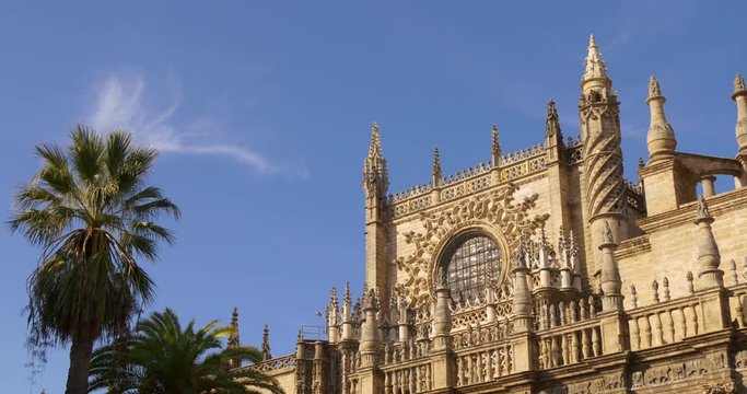 seville sunny weather main cathedral top 4k spian

