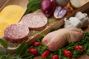 Food cousine meat composition, ingredient for eating