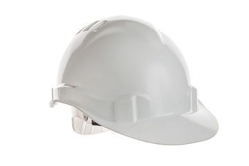 Fototapeta premium White construction helmet shot isolated on white