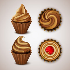 Vector cupcakes set 