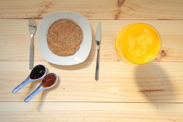 Breakfast with fresh orange juice