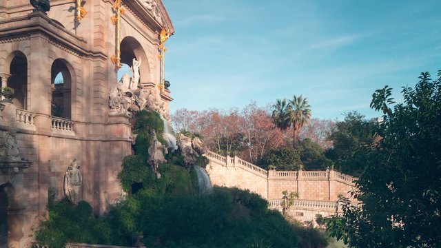 barcelona stairs fountain park de la ciutadella 4k time lapse spain
