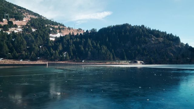 sun light ice lake panorama vall de uria 4k time lapse spain
