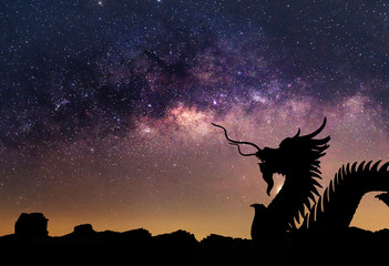 The clearly milky way and silhouette Dragon