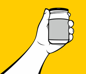 hand holding food jar