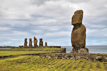 Easter Island and stone circle Te Pito Kura