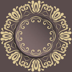 Nice vector frame with floral elements and arabesques. Fine greeting card