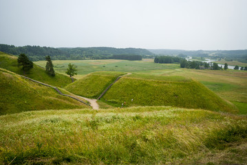 Rural view on green hills