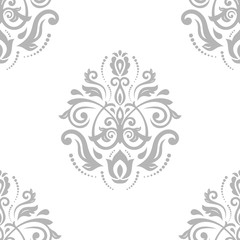 Seamless oriental ornament in the style of baroque. Traditional classic vector silver pattern