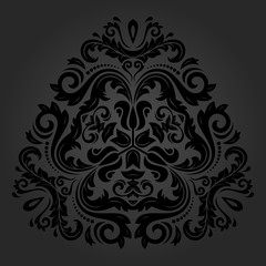 Elegant vector triangular ornament in the style of barogue. Abstract traditional dark pattern with oriental elements