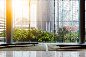 Office building with glass wall