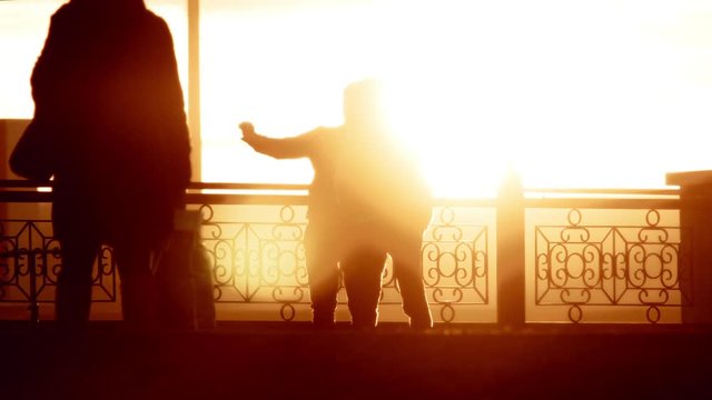  sunset silhouette selfie happy young guys BMCC
