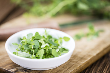 Fresh Oregano on wooden background
