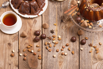 cake on old wooden background