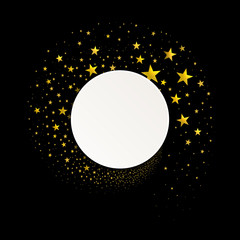 Round Banner with a Stream of Gold Stars