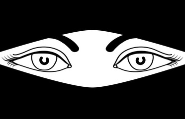 eyes of an arab girl in niqab isolated vector illustration